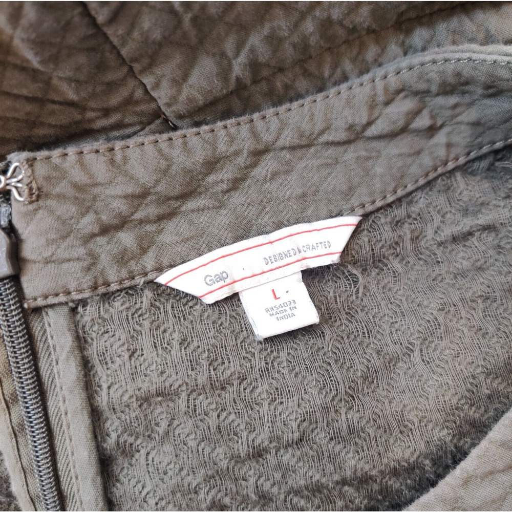 Gap Shift Dress Zipper Pockets Olive Green Cotton - Picture 7 of 7